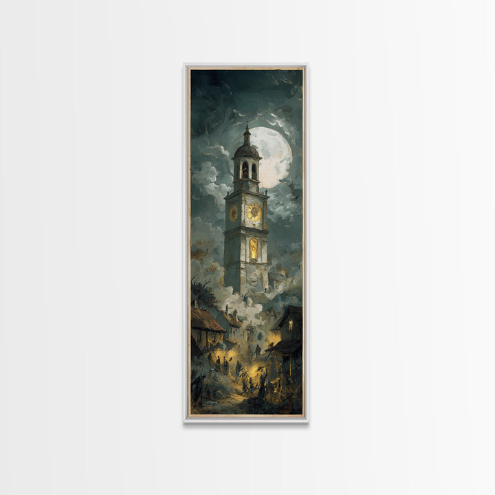 The Thirteenth Bell, Gothic Nightmare Art, Tall Narrow Wall Art, Gothic Horror Wall Art, Framed Canvas Print, Halloween Wall Art
