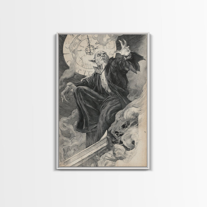 The Thirteenth Bell, Decadent Gothic Art, Vertical Wall Art, Dark Fantasy Wall Art, Framed Canvas Print, Halloween Wall Art