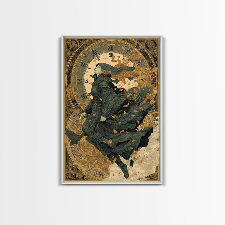 The Thirteenth Bell, Symbolist Death Art, Vertical Wall Art, Dark Fantasy Wall Art, Framed Canvas Print, Halloween Wall Art