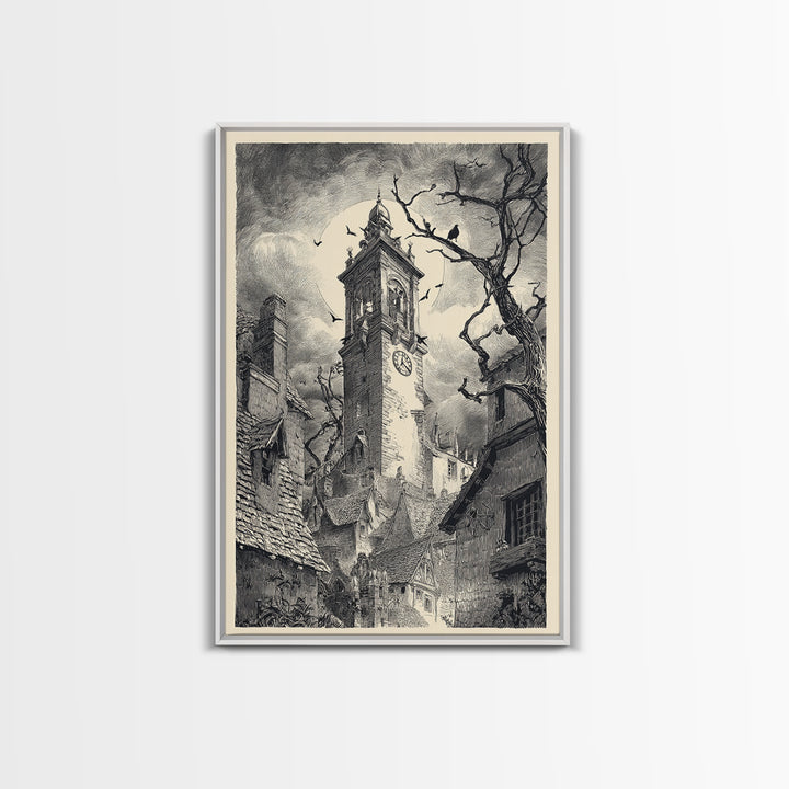 The Thirteenth Bell, Victorian Macabre Art, Vertical Wall Art, Gothic Horror Wall Art, Canvas Print, Halloween Wall Art