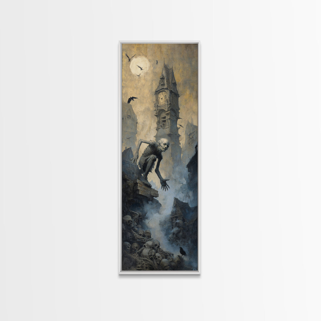 The Thirteenth Bell, Surreal Apocalyptic Art, Tall Narrow Wall Art, Gothic Horror Wall Art, Framed Canvas Print, Halloween Wall Art