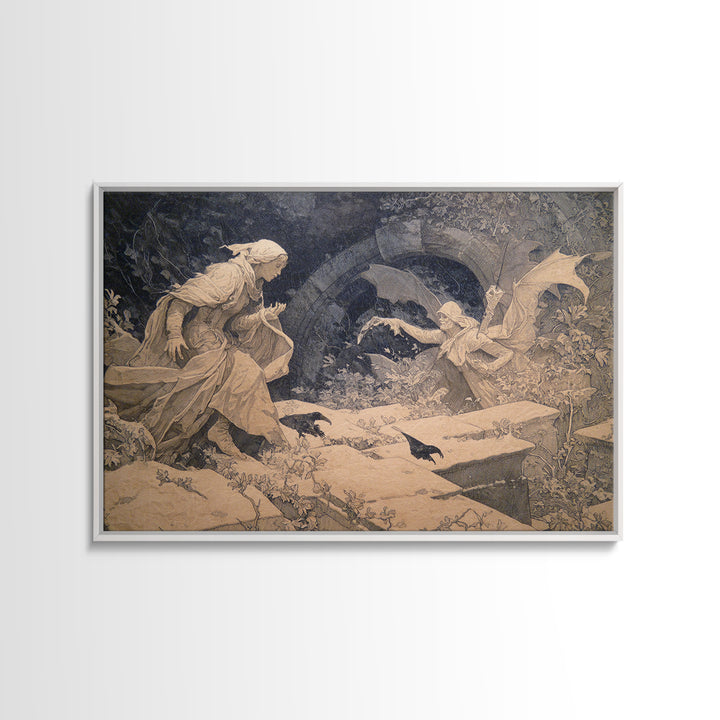 The Halloween Storm, Symbolist Death Art, Landscape Wall Art, Dark Fantasy Wall Art, Framed Canvas Print, Halloween Wall Art