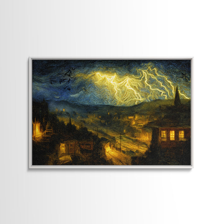 The Halloween Storm, Expressionist Gothic Art, Landscape Wall Art, Gothic Horror Wall Art, Canvas Print, Halloween Wall Art