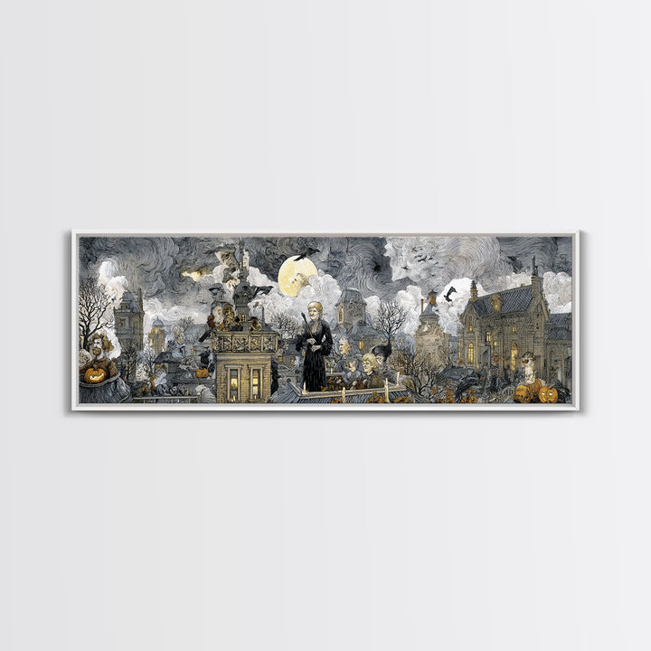 The Halloween Storm, Victorian Macabre Art, Extra Wide Wall Art, Macabre Wall Art, Canvas Print, Halloween Wall Art, Spooky Wall Decor