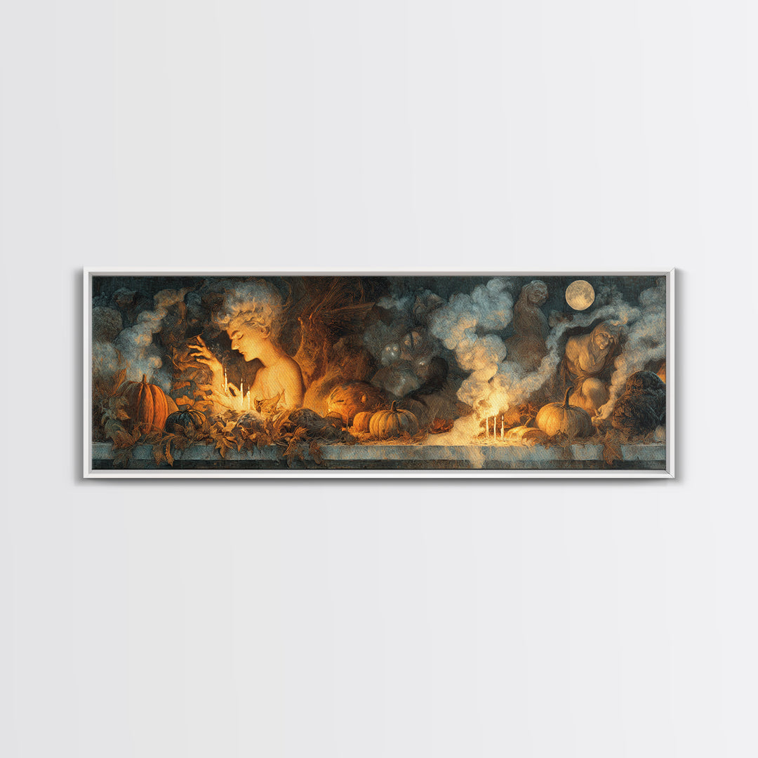 The First Frost Awakening, Visionary Gothic Art, Extra Wide Wall Art, Macabre Wall Art, Canvas Print, Halloween Wall Art