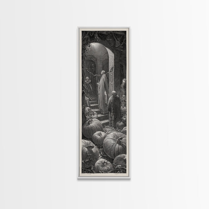 The First Frost Awakening, Architectural Etching Art, Tall Narrow Wall Art, Dark Fantasy Wall Art, Canvas Print
