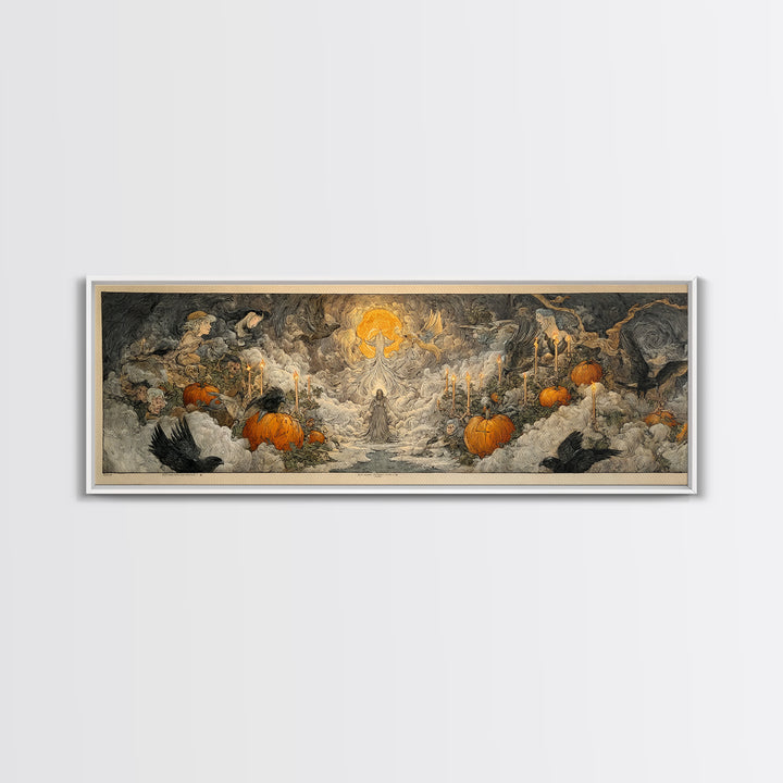 The First Frost Awakening, Expressionist Nightmare Art, Extra Wide Wall Art, Dark Fantasy Wall Art, Canvas Print, Halloween Wall Art