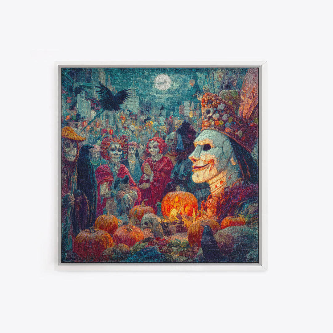 The First Frost Awakening, Grotesque Carnival Art, Square Wall Art, Macabre Wall Art, Canvas Print, Halloween Wall Art, Spooky Wall Decor