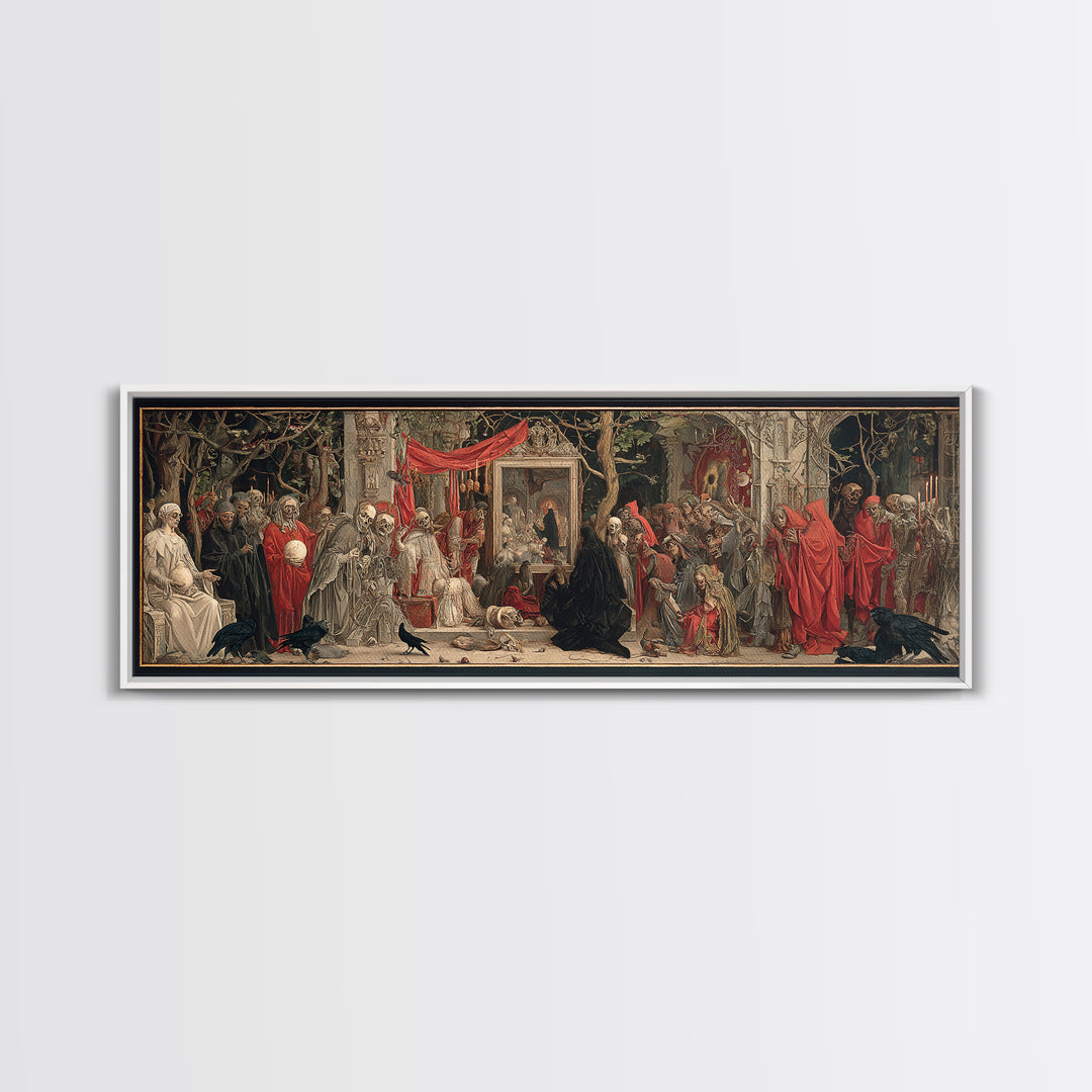 The Cursed Mirror, Dark Renaissance Art, Extra Wide Wall Art, Macabre Wall Art, Canvas Print, Halloween Wall Art, Horror Wall Art