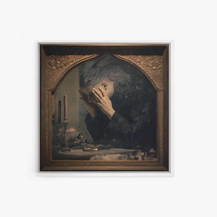 The Cursed Mirror, Dark Symbolist Art, Square Wall Art, Macabre Wall Art, Canvas Print, Halloween Wall Art, Collectible Wall Decor
