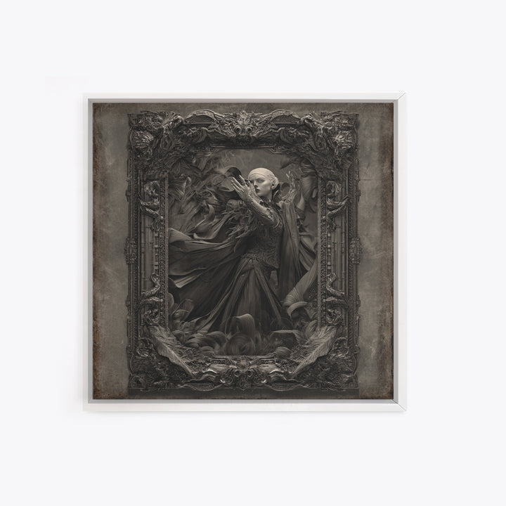 The Cursed Mirror, Biomechanical Horror Art, Square Wall Art, Dark Halloween Decor, Canvas Print, Halloween Wall Art, Macabre Wall Art