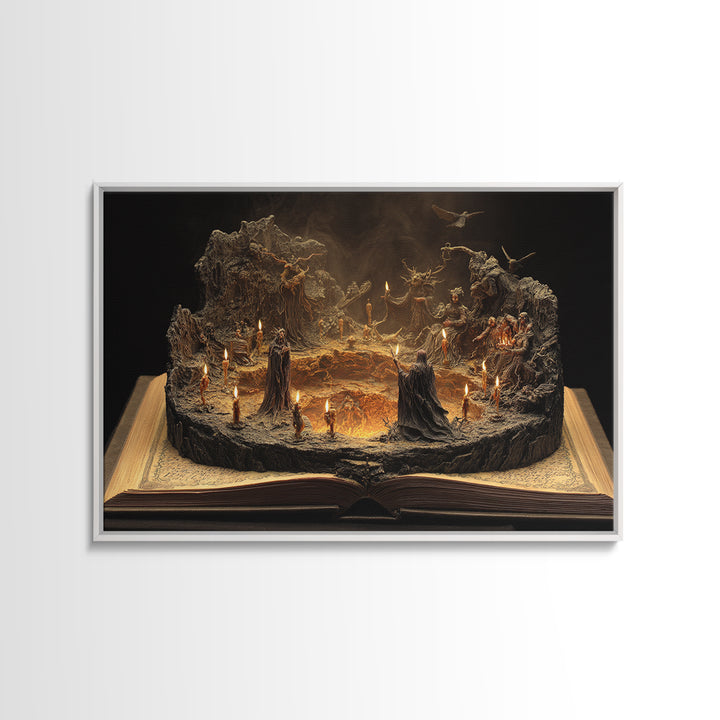 The Living Spellbook, Baroque Witchcraft Art, Landscape Wall Art, Gothic Horror Wall Art, Framed Canvas Print, Halloween Wall Art