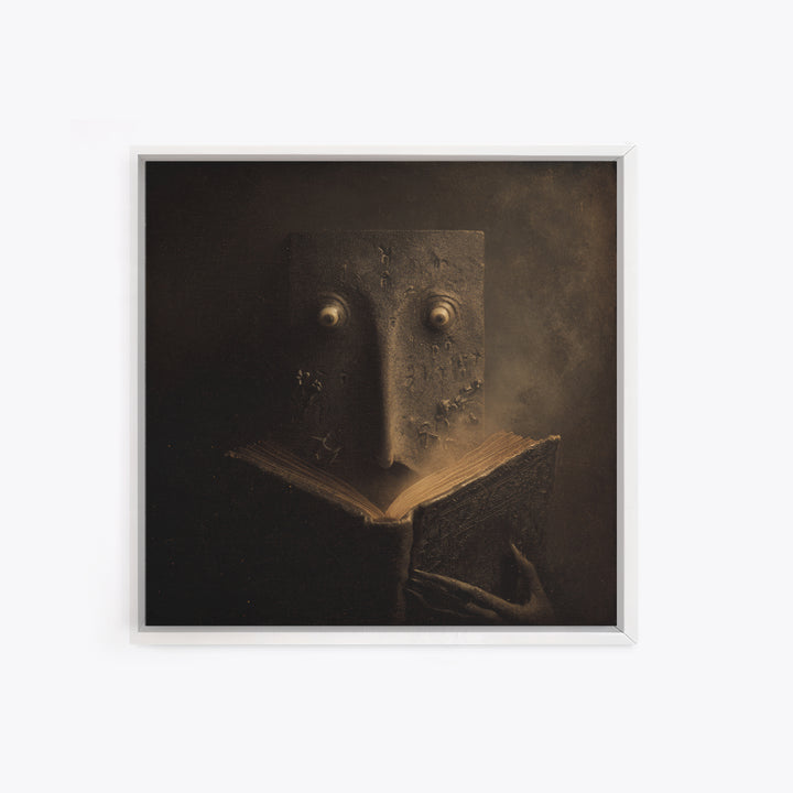 The Living Spellbook, Symbolist Dream Art, Square Wall Art, Macabre Wall Art, Canvas Print, Halloween Wall Art, Statement Wall Art