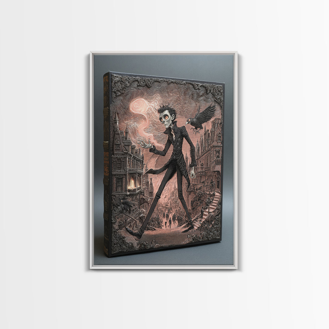 The Living Spellbook, Victorian Macabre Art, Vertical Wall Art, Gothic Horror Wall Art, Canvas Print, Halloween Wall Art