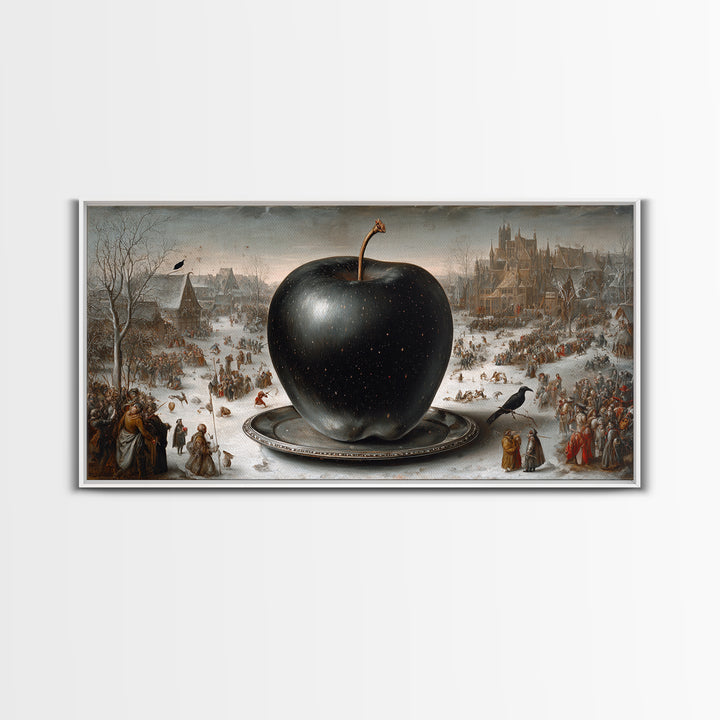 The Poisoned Apple, Northern Renaissance Horror, Wide Panoramic Art, Dark Fantasy Wall Art, Framed Canvas Print, Halloween Decor