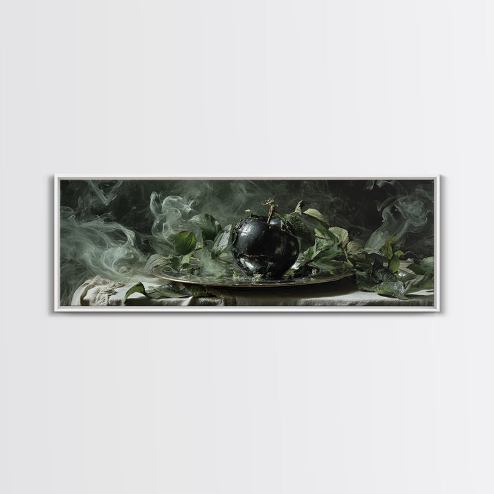 The Poisoned Apple, Dark Renaissance Art, Extra Wide Wall Art, Dark Halloween Decor, Framed Canvas Print, Halloween Wall Art