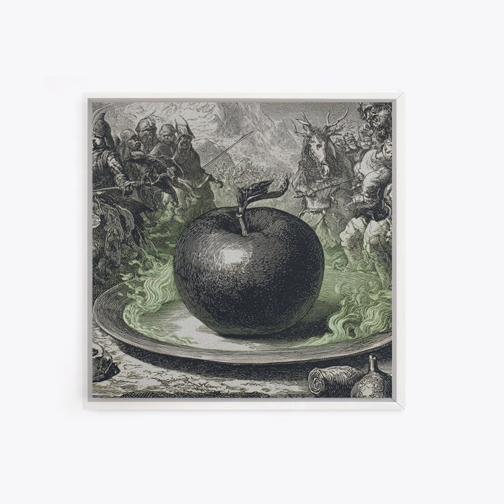 The Poisoned Apple, Renaissance Engraving Art, Square Wall Art, Dark Fantasy Wall Art, Canvas Print, Halloween Wall Art, Gothic Home Decor