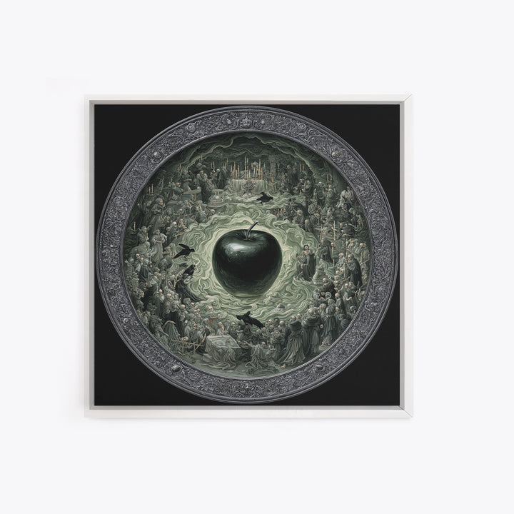 The Poisoned Apple, Danse Macabre Art, Square Wall Art, Macabre Wall Art, Canvas Print, Halloween Wall Art