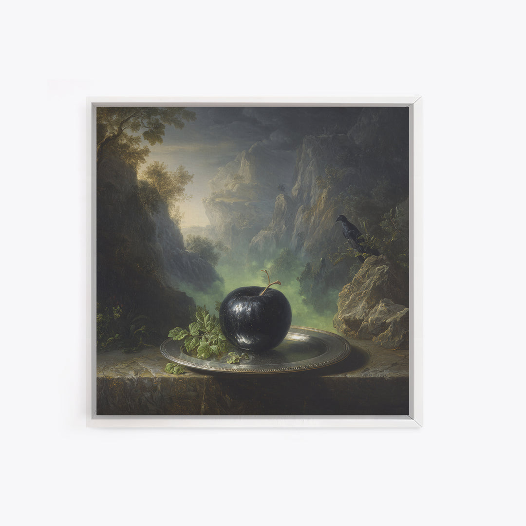 The Poisoned Apple, Baroque Witchcraft Art, Square Wall Art, Dark Halloween Decor, Framed Canvas Print, Halloween Wall Art
