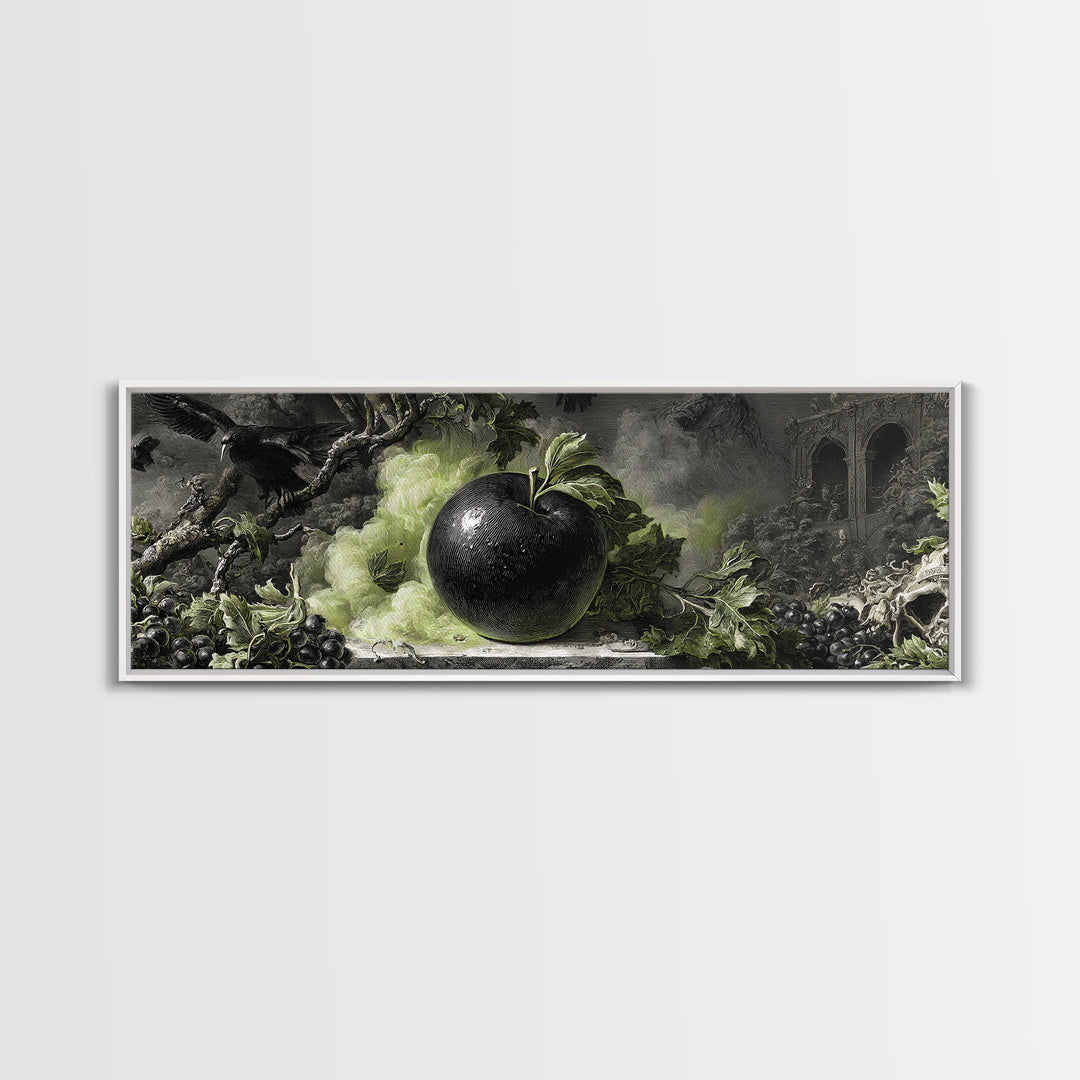 The Poisoned Apple, Dark Romantic Horror Art, Extra Wide Wall Art, Dark Halloween Decor, Canvas Print, Halloween Wall Art