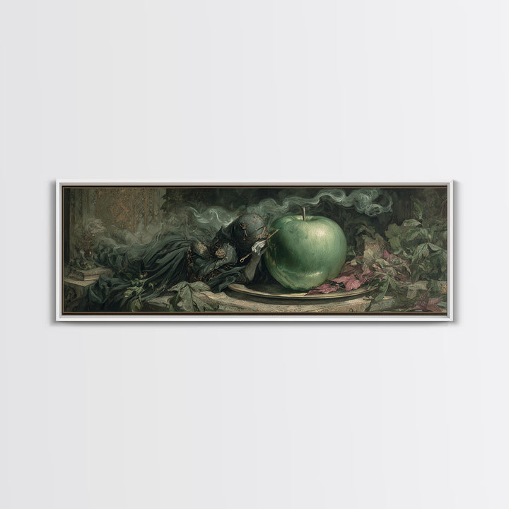 The Poisoned Apple, Ornate Symbolist Art, Extra Wide Wall Art, Dark Fantasy Wall Art, Framed Canvas Print, Halloween Wall Art