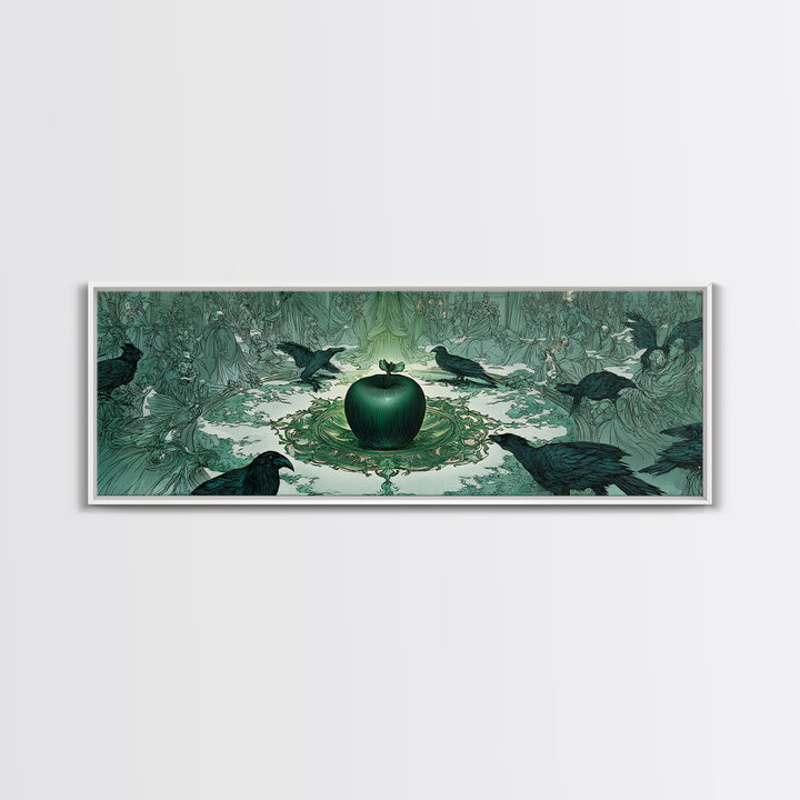 The Poisoned Apple, Symbolist Death Art, Extra Wide Wall Art, Macabre Wall Art, Canvas Print, Halloween Wall Art