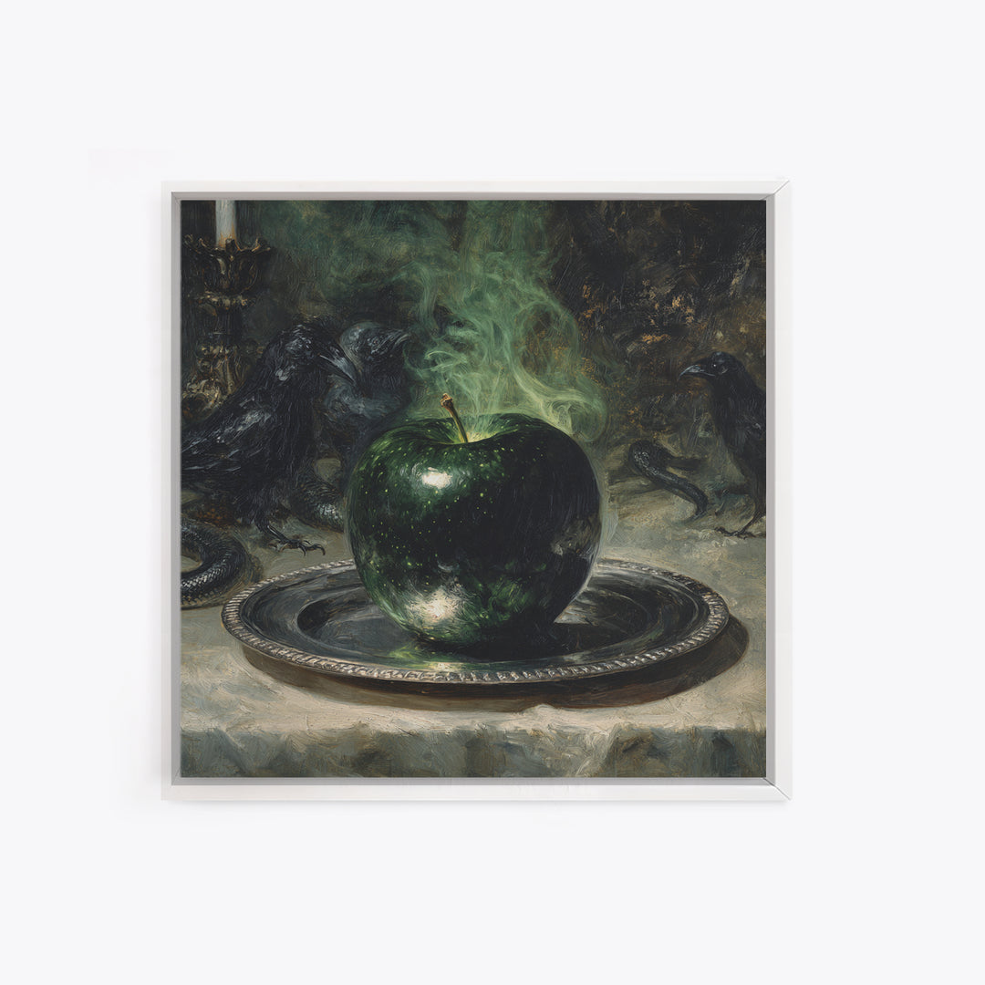The Poisoned Apple, Dark Symbolist Art, Square Wall Art, Dark Fantasy Wall Art, Framed Canvas Print, Halloween Wall Art