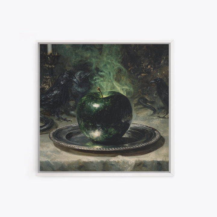 The Poisoned Apple, Dark Symbolist Art, Square Wall Art, Dark Fantasy Wall Art, Framed Canvas Print, Halloween Wall Art