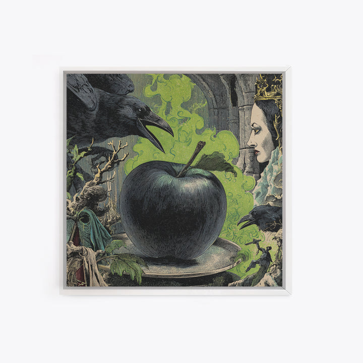 The Poisoned Apple, Symbolist Etching Art, Square Wall Art, Dark Fantasy Wall Art, Canvas Print, Halloween Wall Art, Gothic Home Decor