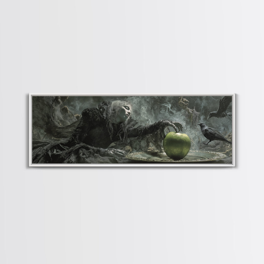 The Poisoned Apple, Expressionist Nightmare Art, Extra Wide Wall Art, Gothic Horror Wall Art, Framed Canvas Print, Halloween Wall Art