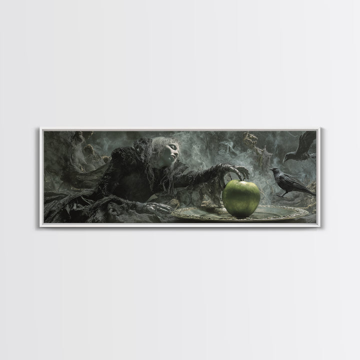 The Poisoned Apple, Expressionist Nightmare Art, Extra Wide Wall Art, Gothic Horror Wall Art, Framed Canvas Print, Halloween Wall Art