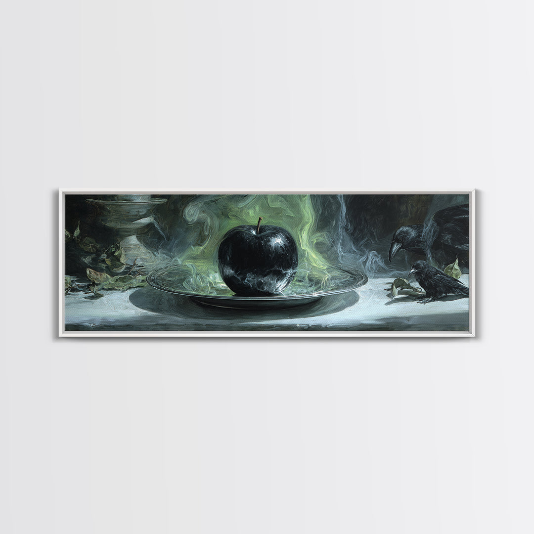 The Poisoned Apple, Expressionist Gothic Art, Extra Wide Wall Art, Dark Halloween Decor, Framed Canvas Print, Halloween Wall Art