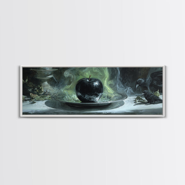The Poisoned Apple, Expressionist Gothic Art, Extra Wide Wall Art, Dark Halloween Decor, Framed Canvas Print, Halloween Wall Art