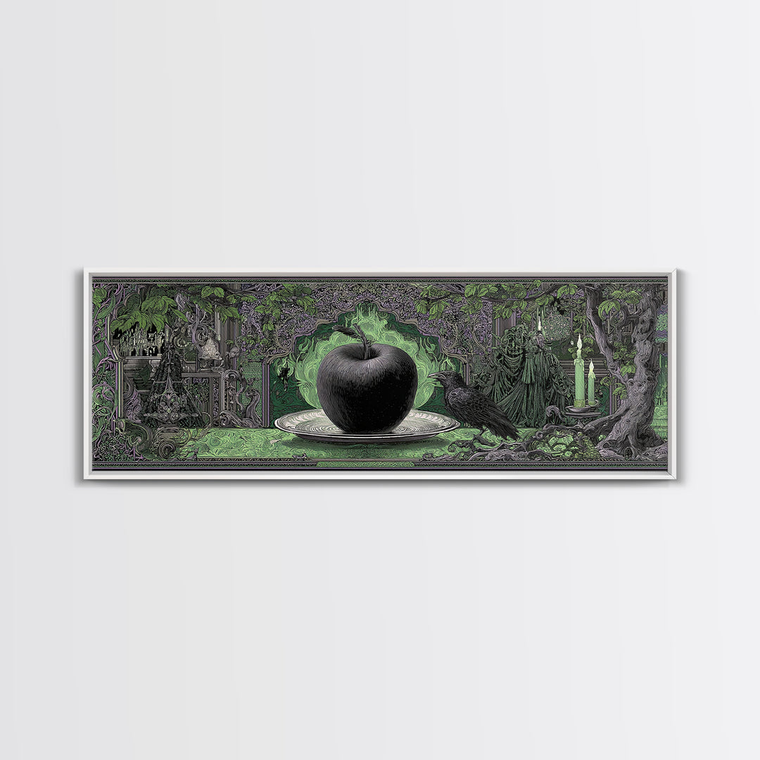 The Poisoned Apple, Stained Glass Gothic Art, Extra Wide Wall Art, Macabre Wall Art, Canvas Print, Halloween Wall Art, Statement Wall Art
