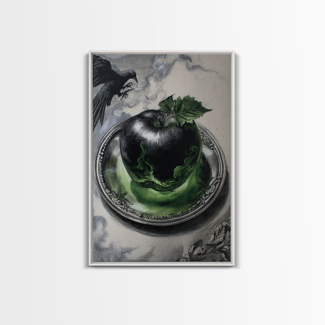 The Poisoned Apple, Victorian Macabre Art, Vertical Wall Art, Dark Halloween Decor, Framed Canvas Print, Halloween Wall Art