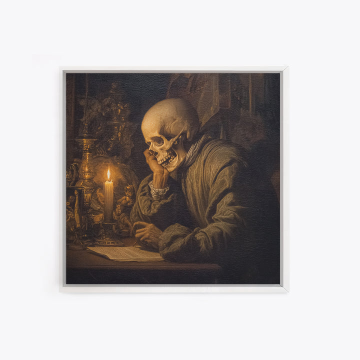 The Talking Skull, Danse Macabre Art, Square Wall Art, Gothic Horror Wall Art, Canvas Print, Halloween Wall Art