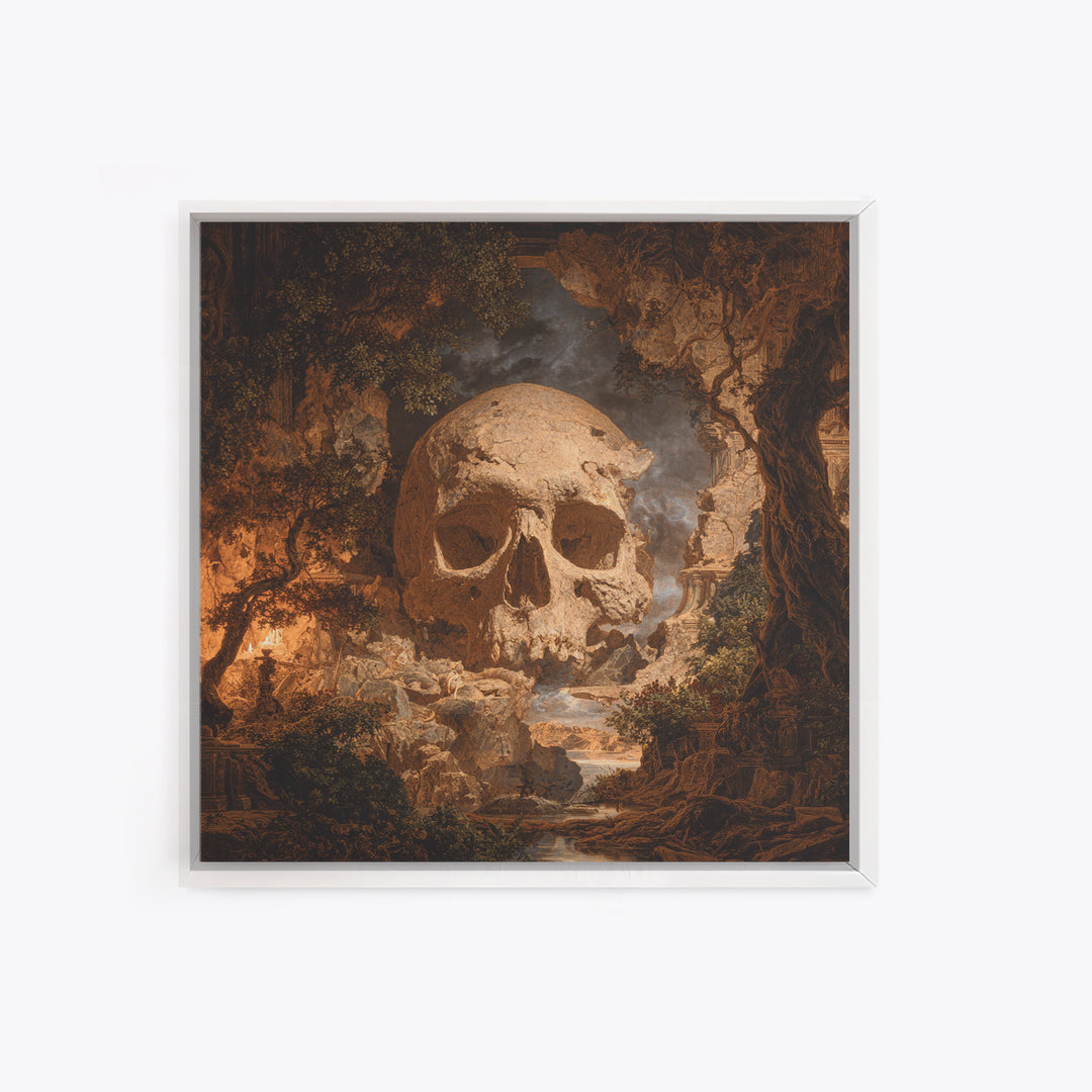 The Talking Skull, Baroque Witchcraft Art, Square Wall Art, Gothic Horror Wall Art, Canvas Print, Halloween Wall Art, Dark Fantasy Art