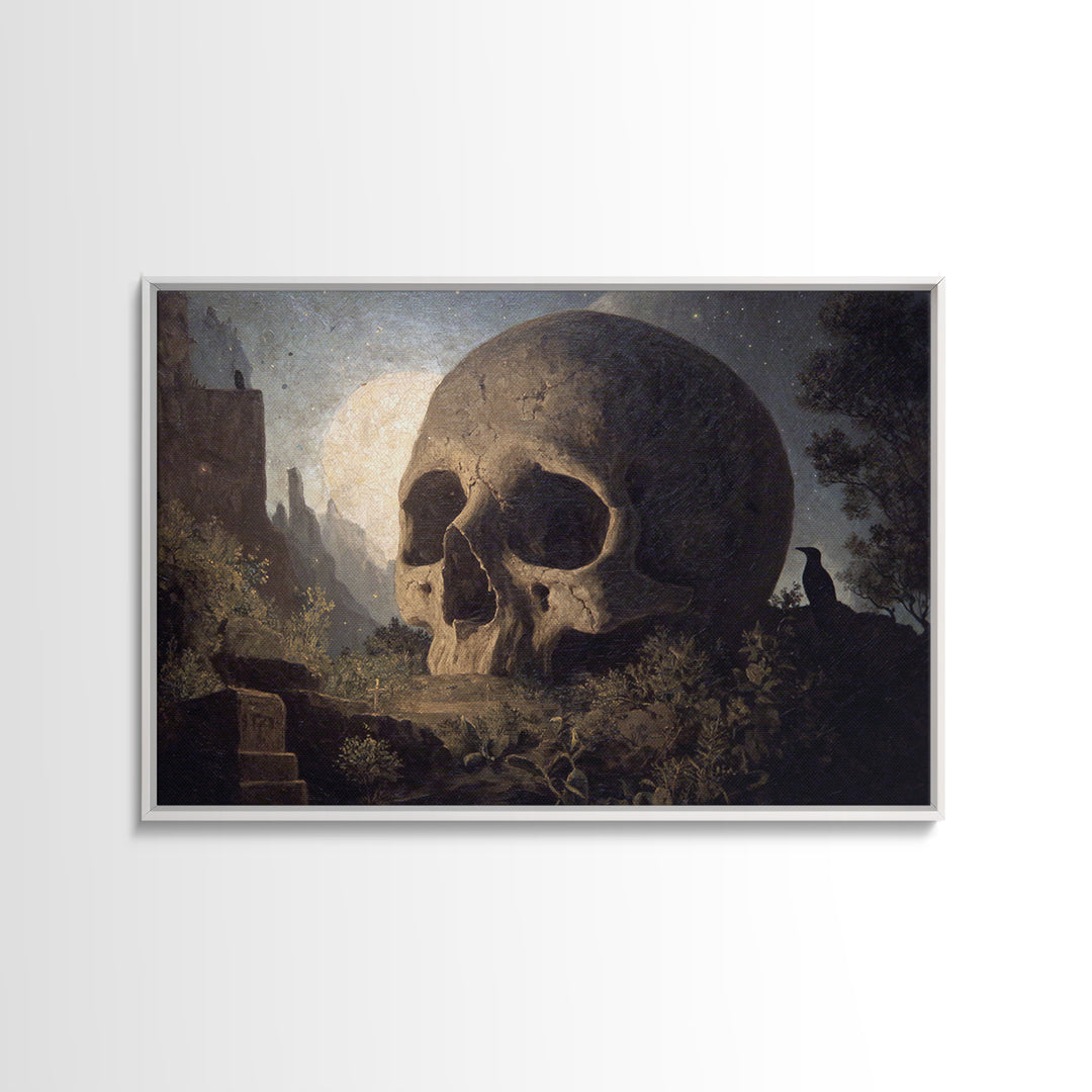 The Talking Skull, Romantic Gothic Landscape, Landscape Wall Art, Macabre Wall Art, Canvas Print, Halloween Wall Art