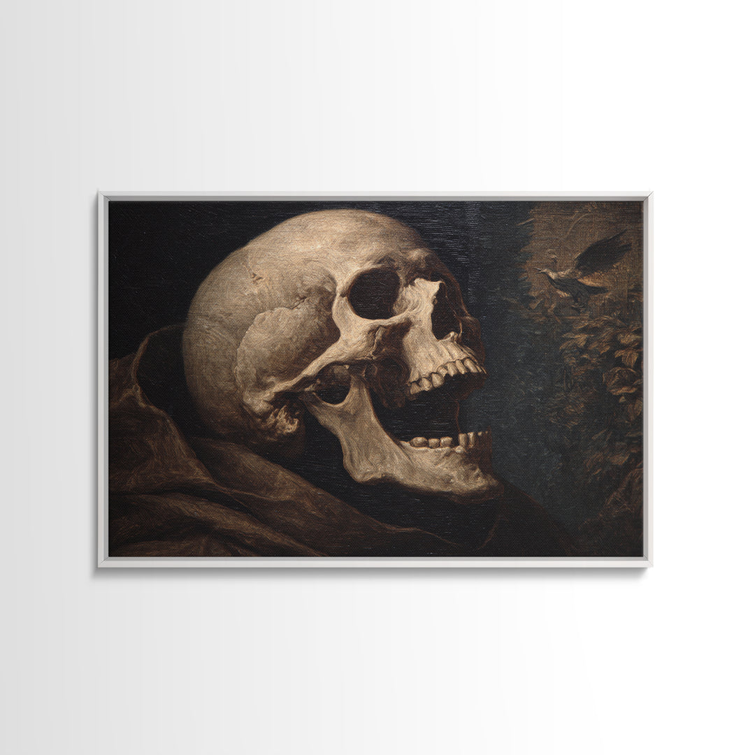 The Talking Skull, Symbolist Gothic Landscape, Landscape Wall Art, Gothic Horror Wall Art, Framed Canvas Print, Halloween Wall Art