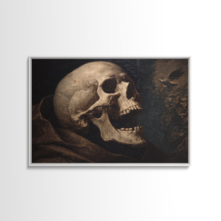 The Talking Skull, Symbolist Gothic Landscape, Landscape Wall Art, Gothic Horror Wall Art, Framed Canvas Print, Halloween Wall Art