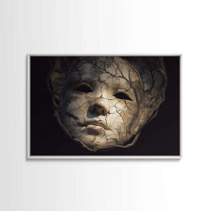 The Cracked Porcelain Mask, Romantic Gothic Landscape, Landscape Wall Art, Dark Halloween Decor, Framed Canvas Print