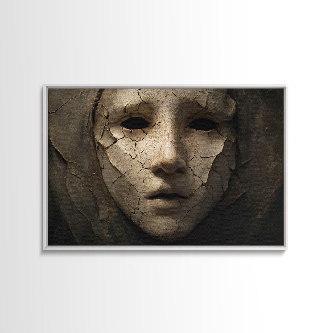The Cracked Porcelain Mask, Symbolist Gothic Landscape, Landscape Wall Art, Gothic Horror Wall Art, Canvas Print, Halloween Wall Art