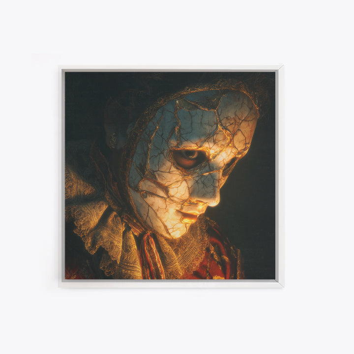 The Cracked Porcelain Mask, Decadent Gothic Art, Square Wall Art, Dark Fantasy Wall Art, Canvas Print, Halloween Wall Art