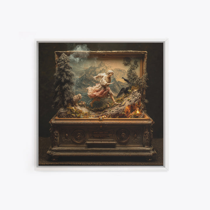 The Haunted Music Box, Baroque Witchcraft Art, Square Wall Art, Dark Halloween Decor, Canvas Print, Halloween Wall Art