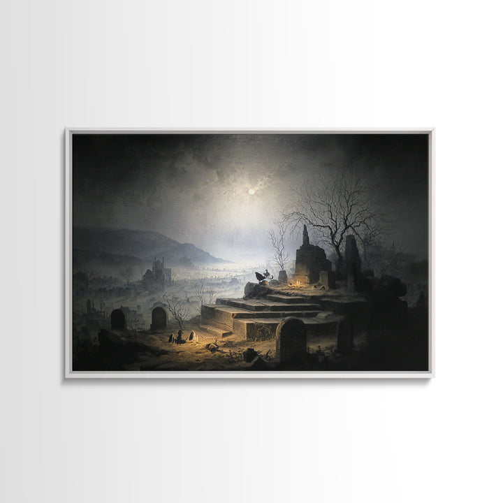 The Haunted Music Box, Romantic Gothic Landscape, Landscape Wall Art, Gothic Horror Wall Art, Framed Canvas Print