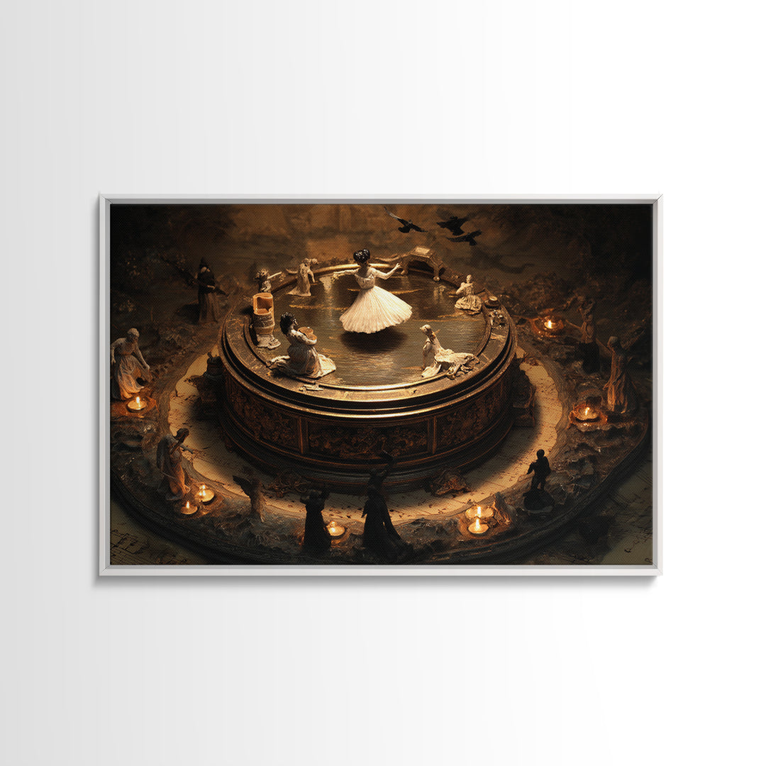 The Haunted Music Box, Symbolist Gothic Landscape, Landscape Wall Art, Dark Fantasy Wall Art, Canvas Print, Halloween Wall Art