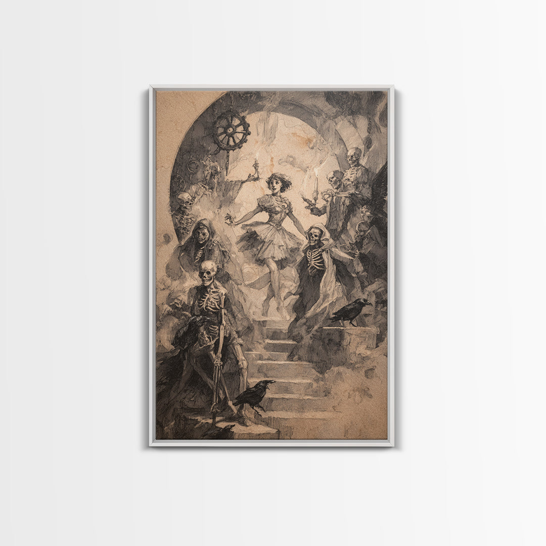 The Haunted Music Box, Decadent Gothic Art, Vertical Wall Art, Dark Halloween Decor, Canvas Print, Halloween Wall Art