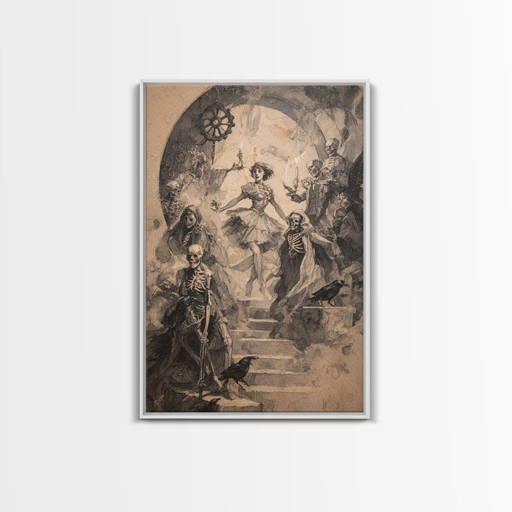 The Haunted Music Box, Decadent Gothic Art, Vertical Wall Art, Dark Halloween Decor, Canvas Print, Halloween Wall Art