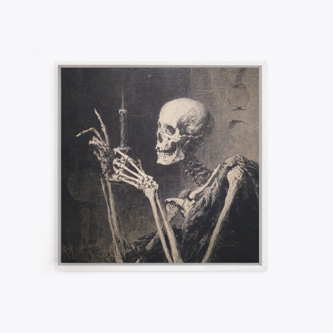 The Skeletal Hand Candleholder, Decadent Gothic Art, Square Wall Art, Gothic Horror Wall Art, Canvas Print, Halloween Wall Art