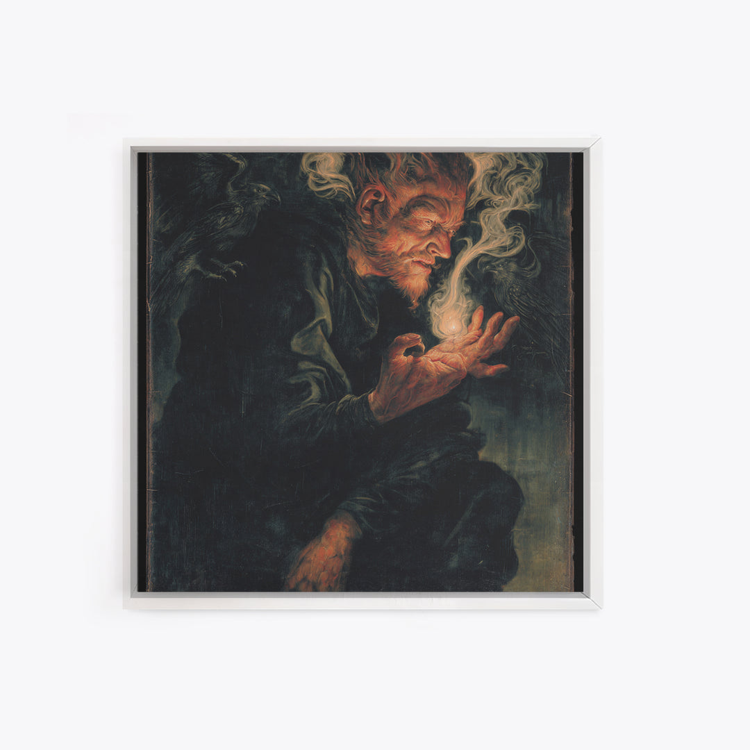 The Black Wax Candle, Dark Renaissance Art, Square Wall Art, Macabre Wall Art, Canvas Print, Halloween Wall Art